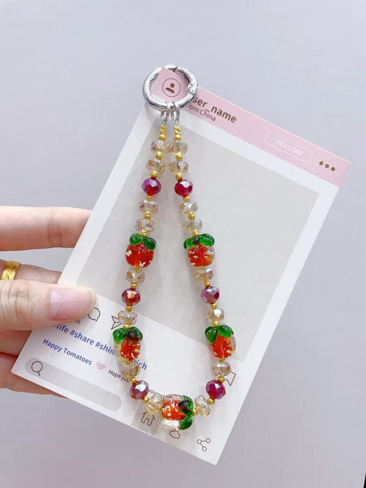 Luminous Persimmon Crystal Phone Chain