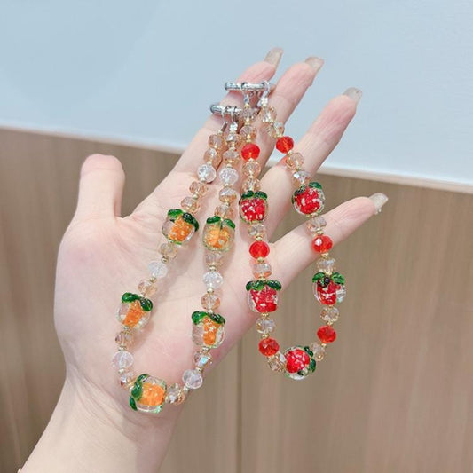 Luminous Persimmon Crystal Phone Chain