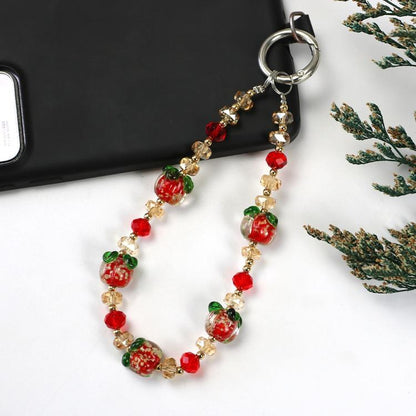 Luminous Persimmon Crystal Phone Chain