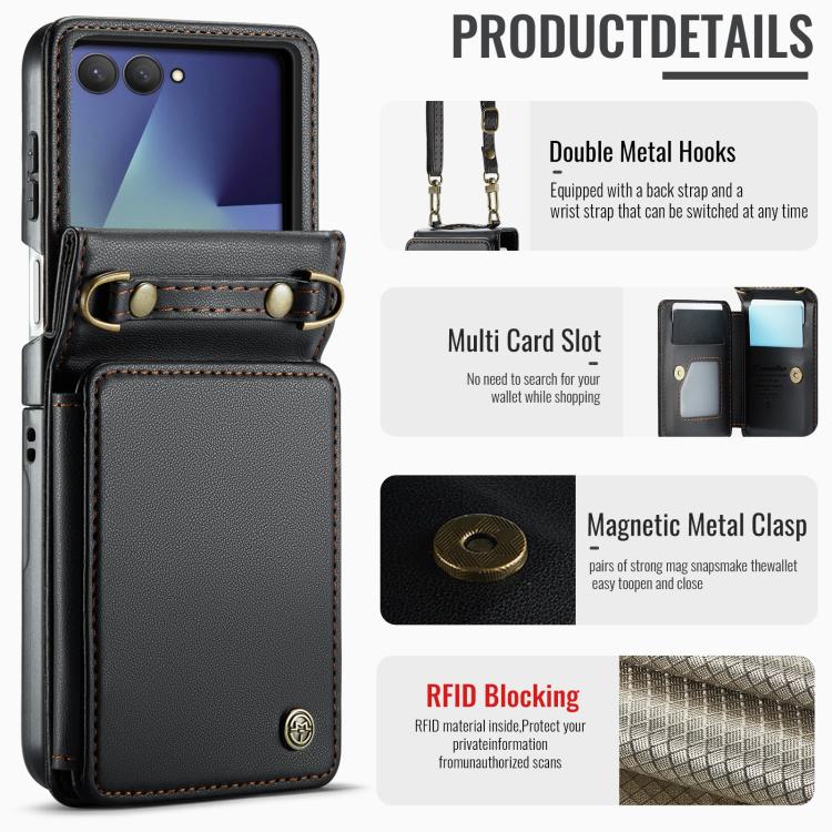 CaseMe C22 Card Slots Holder RFID Anti-theft Phone Case, For Galaxy Z Flip8 5G, For  Galaxy Z Flip7 5G, For  Galaxy Z Flip6 / Flip7 FE