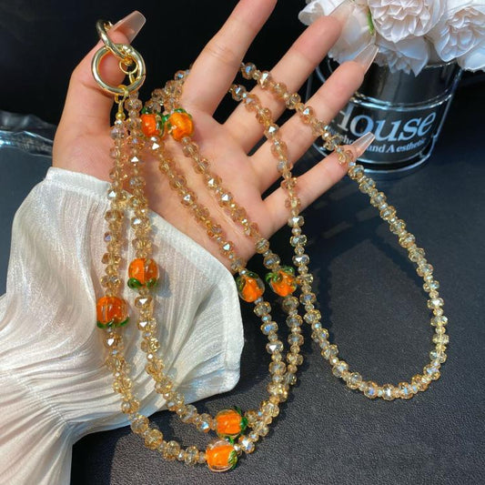 Persimmon Ruyi Crystal Mobile Phone Chain
