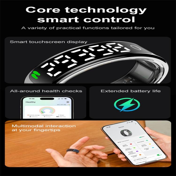 R13 SIZE 8 Smart Ring, Support Heart Rate / Blood Oxygen / Sleep Monitoring / Motion Sensing Game