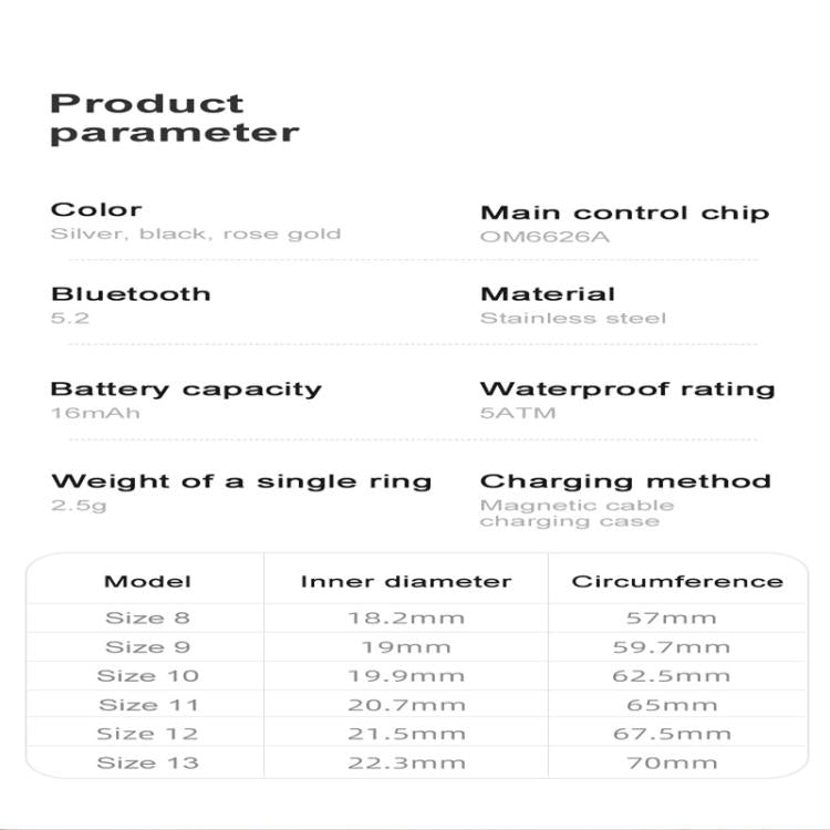 R13 SIZE 11 Smart Ring, Support Heart Rate / Blood Oxygen / Sleep Monitoring / Motion Sensing Game