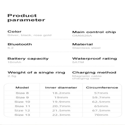 R13 SIZE 11 Smart Ring, Support Heart Rate / Blood Oxygen / Sleep Monitoring / Motion Sensing Game