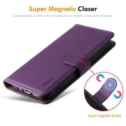 ENKAY RFID Blocking Wallet Kickstand Litchi Texture Leather Phone Case, For Tecno Pop 10 / Spark go 2
