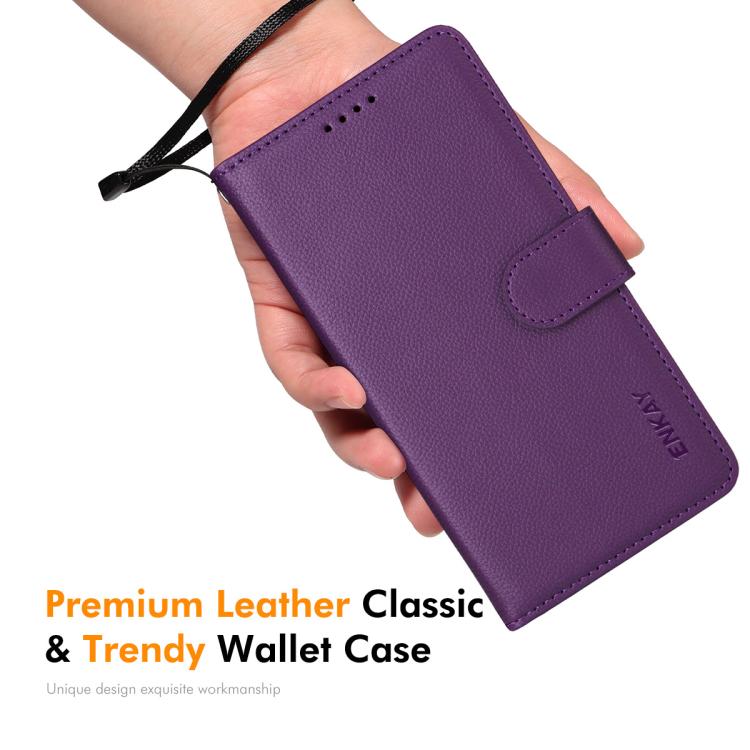 ENKAY RFID Blocking Wallet Kickstand Litchi Texture Leather Phone Case, For Tecno Pop 10 / Spark go 2