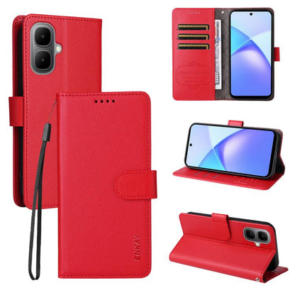 ENKAY RFID Blocking Wallet Kickstand Litchi Texture Leather Phone Case, For Tecno Pop 10 / Spark go 2