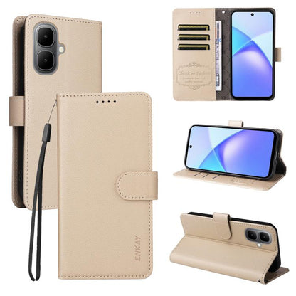 ENKAY RFID Blocking Wallet Kickstand Litchi Texture Leather Phone Case, For Tecno Pop 10 / Spark go 2