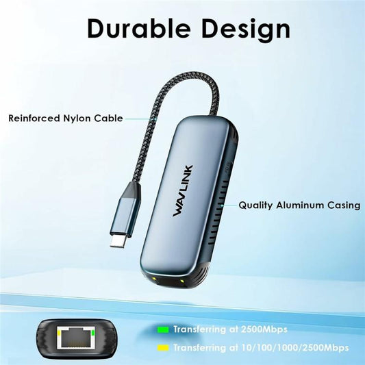 WAVLINK NWU330GD Support 95W PD Output USB-C to RJ45 2.5Gbps Network Converter, NWU330GD