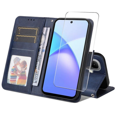 ENKAY Card Wallet Calf Texture Leather Phone Case with Screen Film, For Tecno Spark 40c, For Tecno Pova 7 Pro 5G, For Tecno Pova 7 5G, For Tecno Pop 10, For Tecno Spark 40 Pro, For Tecno Spark 40 4G, For Tecno Pova 7 Ultra 5G                           ...