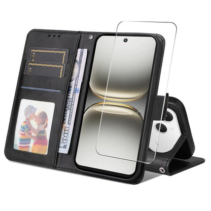 ENKAY Card Wallet Calf Texture Leather Phone Case with Screen Film, For Tecno Spark 40c, For Tecno Pova 7 Pro 5G, For Tecno Pova 7 5G, For Tecno Pop 10, For Tecno Spark 40 Pro, For Tecno Spark 40 4G, For Tecno Pova 7 Ultra 5G                           ...
