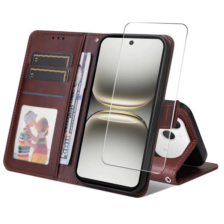 ENKAY Card Wallet Calf Texture Leather Phone Case with Screen Film, For Tecno Spark 40c, For Tecno Pova 7 Pro 5G, For Tecno Pova 7 5G, For Tecno Pop 10, For Tecno Spark 40 Pro, For Tecno Spark 40 4G, For Tecno Pova 7 Ultra 5G                           ...