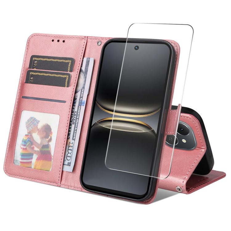 ENKAY Card Wallet Calf Texture Leather Phone Case with Screen Film, For Tecno Spark 40c, For Tecno Pova 7 Pro 5G, For Tecno Pova 7 5G, For Tecno Pop 10, For Tecno Spark 40 Pro, For Tecno Spark 40 4G, For Tecno Pova 7 Ultra 5G                           ...