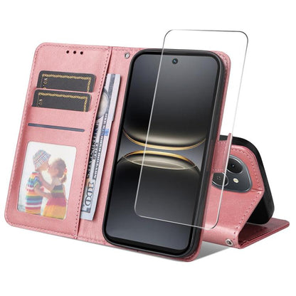 ENKAY Card Wallet Calf Texture Leather Phone Case with Screen Film, For Tecno Spark 40c, For Tecno Pova 7 Pro 5G, For Tecno Pova 7 5G, For Tecno Pop 10, For Tecno Spark 40 Pro, For Tecno Spark 40 4G, For Tecno Pova 7 Ultra 5G                           ...
