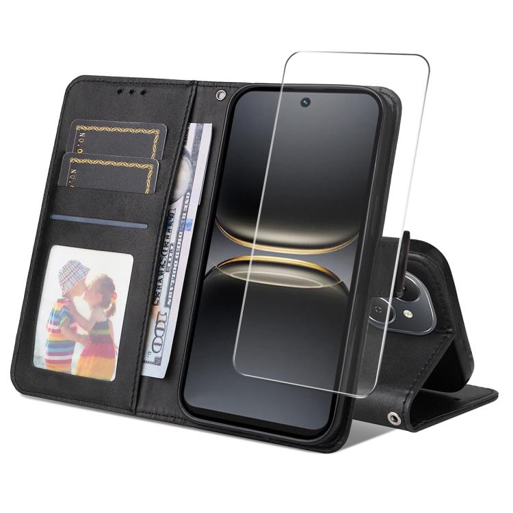 ENKAY Card Wallet Calf Texture Leather Phone Case with Screen Film, For Tecno Spark 40c, For Tecno Pova 7 Pro 5G, For Tecno Pova 7 5G, For Tecno Pop 10, For Tecno Spark 40 Pro, For Tecno Spark 40 4G, For Tecno Pova 7 Ultra 5G                           ...