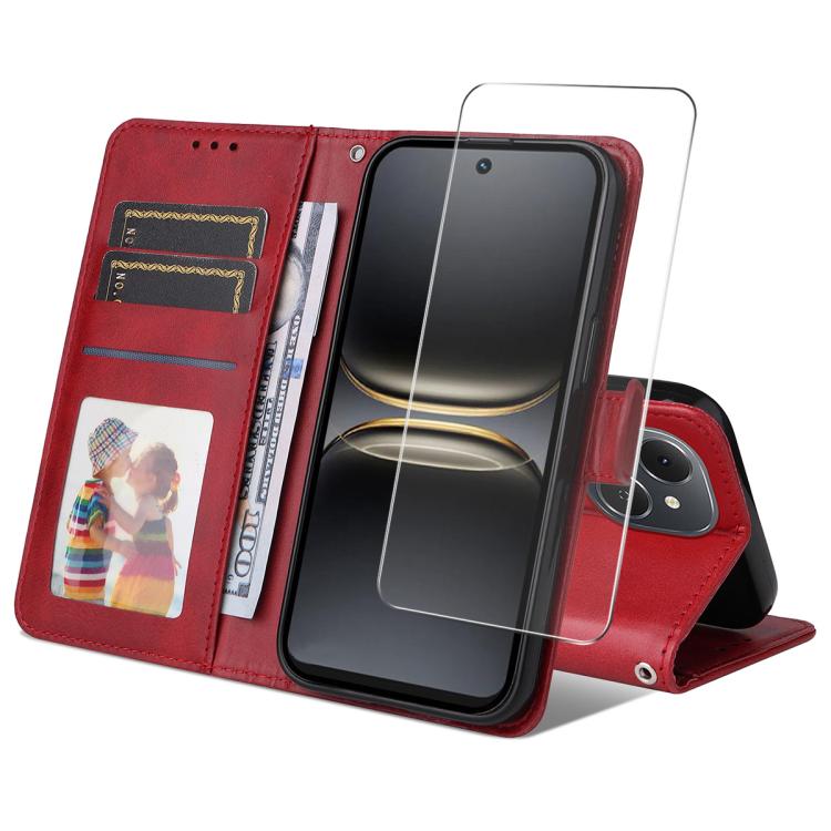 ENKAY Card Wallet Calf Texture Leather Phone Case with Screen Film, For Tecno Spark 40c, For Tecno Pova 7 Pro 5G, For Tecno Pova 7 5G, For Tecno Pop 10, For Tecno Spark 40 Pro, For Tecno Spark 40 4G, For Tecno Pova 7 Ultra 5G                           ...