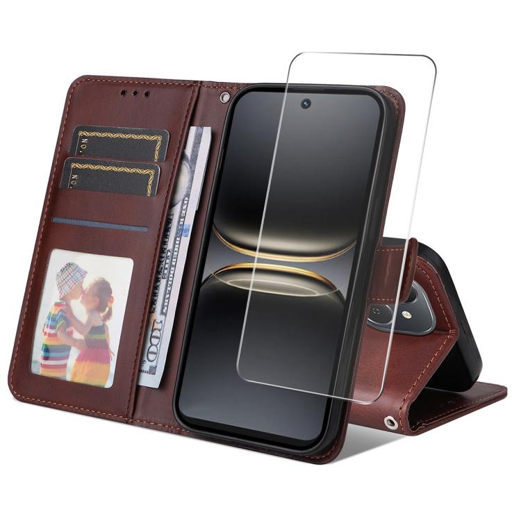 ENKAY Card Wallet Calf Texture Leather Phone Case with Screen Film, For Tecno Spark 40c, For Tecno Pova 7 Pro 5G, For Tecno Pova 7 5G, For Tecno Pop 10, For Tecno Spark 40 Pro, For Tecno Spark 40 4G, For Tecno Pova 7 Ultra 5G                           ...