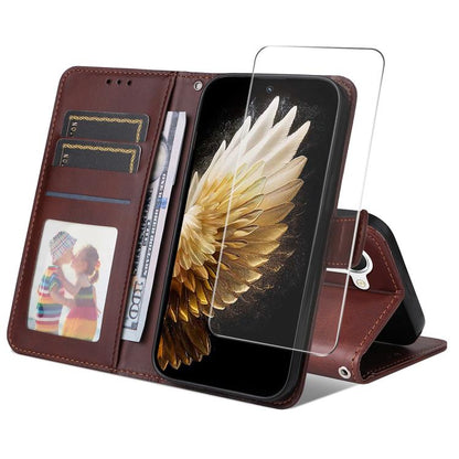 ENKAY Card Wallet Calf Texture Leather Phone Case with Screen Film, For Tecno Spark 40c, For Tecno Pova 7 Pro 5G, For Tecno Pova 7 5G, For Tecno Pop 10, For Tecno Spark 40 Pro, For Tecno Spark 40 4G, For Tecno Pova 7 Ultra 5G                           ...