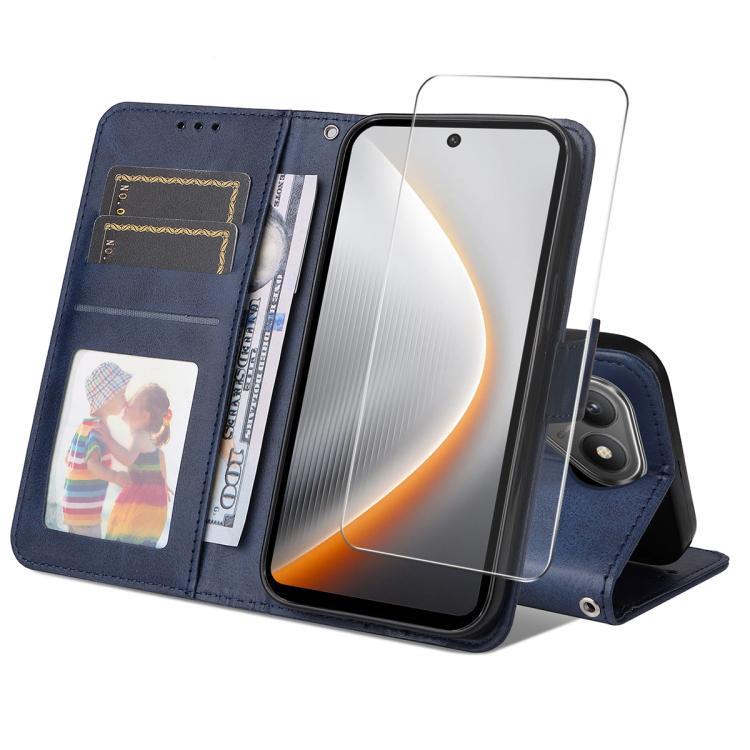 ENKAY Card Wallet Calf Texture Leather Phone Case with Screen Film, For Tecno Spark 40c, For Tecno Pova 7 Pro 5G, For Tecno Pova 7 5G, For Tecno Pop 10, For Tecno Spark 40 Pro, For Tecno Spark 40 4G, For Tecno Pova 7 Ultra 5G                           ...