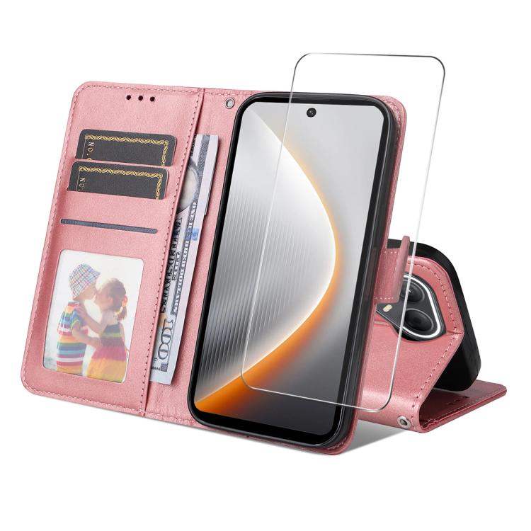 ENKAY Card Wallet Calf Texture Leather Phone Case with Screen Film, For Tecno Spark 40c, For Tecno Pova 7 Pro 5G, For Tecno Pova 7 5G, For Tecno Pop 10, For Tecno Spark 40 Pro, For Tecno Spark 40 4G, For Tecno Pova 7 Ultra 5G                           ...