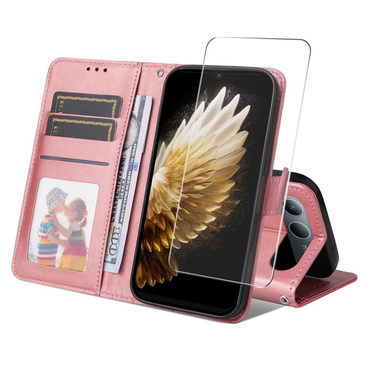 ENKAY Card Wallet Calf Texture Leather Phone Case with Screen Film, For Tecno Spark 40c, For Tecno Pova 7 Pro 5G, For Tecno Pova 7 5G, For Tecno Pop 10, For Tecno Spark 40 Pro, For Tecno Spark 40 4G, For Tecno Pova 7 Ultra 5G                           ...