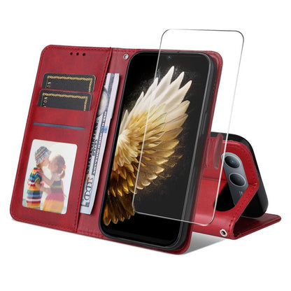 ENKAY Card Wallet Calf Texture Leather Phone Case with Screen Film, For Tecno Spark 40c, For Tecno Pova 7 Pro 5G, For Tecno Pova 7 5G, For Tecno Pop 10, For Tecno Spark 40 Pro, For Tecno Spark 40 4G, For Tecno Pova 7 Ultra 5G                           ...