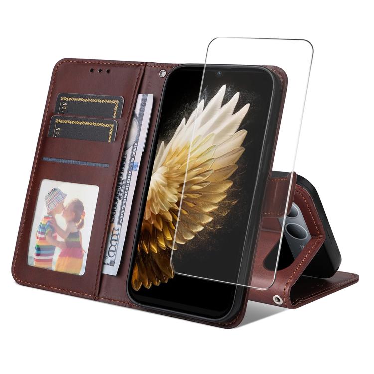 ENKAY Card Wallet Calf Texture Leather Phone Case with Screen Film, For Tecno Spark 40c, For Tecno Pova 7 Pro 5G, For Tecno Pova 7 5G, For Tecno Pop 10, For Tecno Spark 40 Pro, For Tecno Spark 40 4G, For Tecno Pova 7 Ultra 5G                           ...