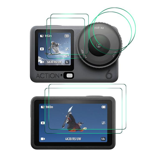 Juego de 2 protectores de pantalla de vidrio templado ENKAY Hat-Prince de 0.2 mm y 9H para DJI Osmo Action 6, DJI Osmo 360, DJI Osmo Action 5 Pro, DJI Osmo Pocket 3 y DJI Osmo Action 4/3.
