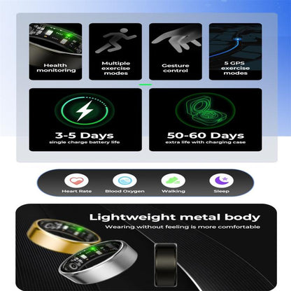 R100 SIZE 9 Smart Ring, Support Heart Rate / Blood Oxygen / Sleep Monitoring / Remote Photography