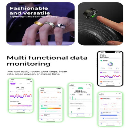 R100 SIZE 13 Smart Ring, Support Heart Rate / Blood Oxygen / Sleep Monitoring / Remote Photography