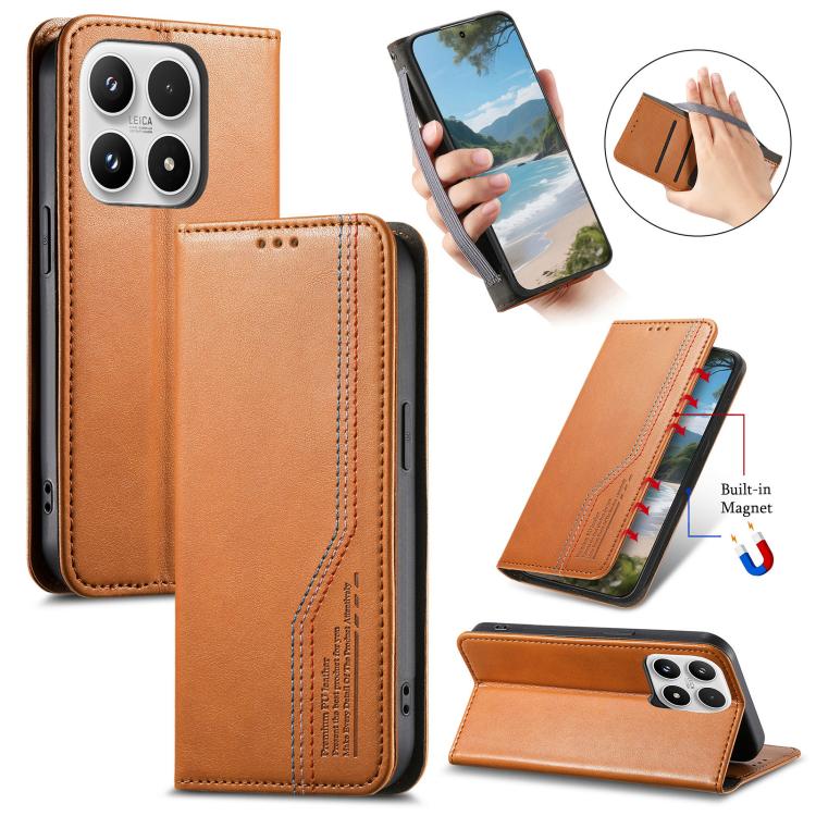 Elastic Wristband Magnetic Suction Leather Phone Case, For Xiaomi Poco X8 Pro Max 5G, For Xiaomi Poco X8 Pro 5G, For Redmi Turbo 5 Max 5G, For Redmi Turbo 5 5G, For Xiaomi 17 Pro Max, For Xiaomi 17 Pro, For Xiaomi 17, For Xiaomi Poco M7 4G 169mm       ...