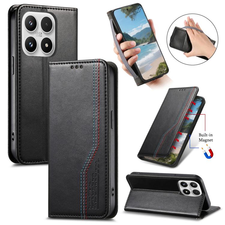 Elastic Wristband Magnetic Suction Leather Phone Case, For Xiaomi Poco X8 Pro Max 5G, For Xiaomi Poco X8 Pro 5G, For Redmi Turbo 5 Max 5G, For Redmi Turbo 5 5G, For Xiaomi 17 Pro Max, For Xiaomi 17 Pro, For Xiaomi 17, For Xiaomi Poco M7 4G 169mm       ...