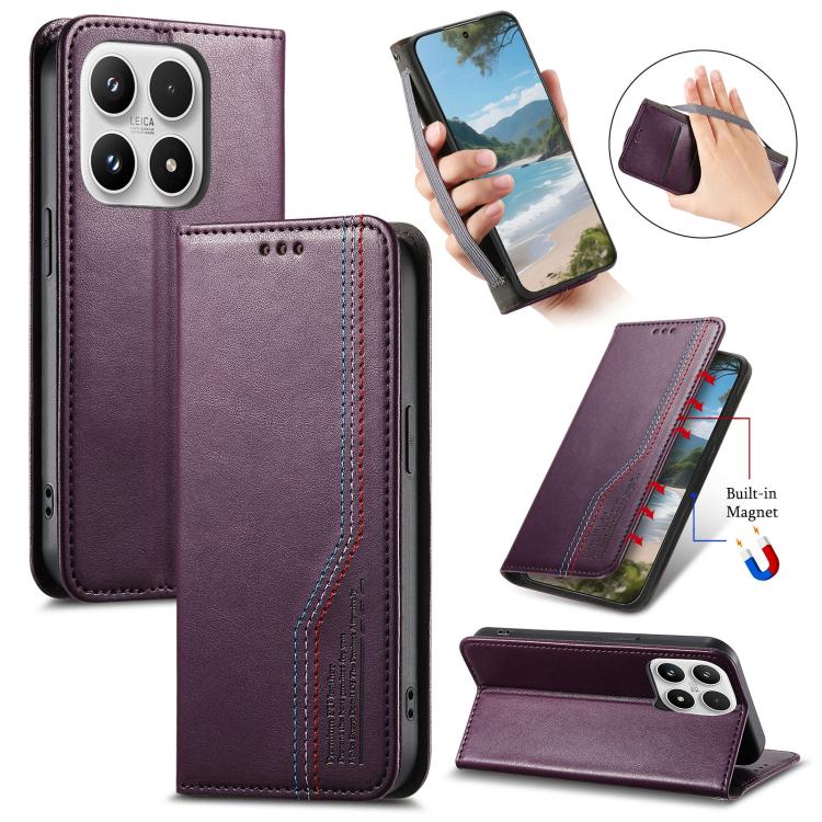 Elastic Wristband Magnetic Suction Leather Phone Case, For Xiaomi Poco X8 Pro Max 5G, For Xiaomi Poco X8 Pro 5G, For Redmi Turbo 5 Max 5G, For Redmi Turbo 5 5G, For Xiaomi 17 Pro Max, For Xiaomi 17 Pro, For Xiaomi 17, For Xiaomi Poco M7 4G 169mm       ...
