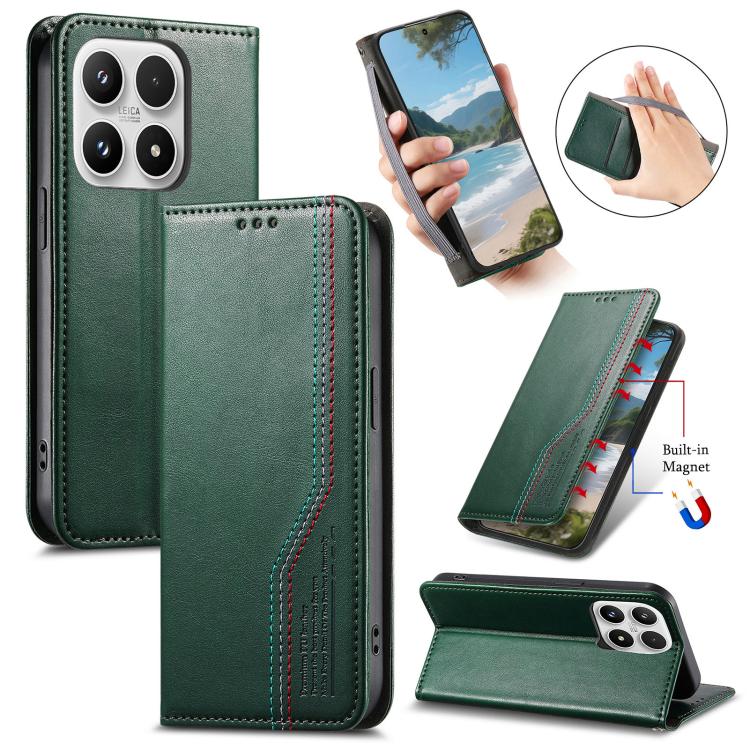 Elastic Wristband Magnetic Suction Leather Phone Case, For Xiaomi Poco X8 Pro Max 5G, For Xiaomi Poco X8 Pro 5G, For Redmi Turbo 5 Max 5G, For Redmi Turbo 5 5G, For Xiaomi 17 Pro Max, For Xiaomi 17 Pro, For Xiaomi 17, For Xiaomi Poco M7 4G 169mm       ...
