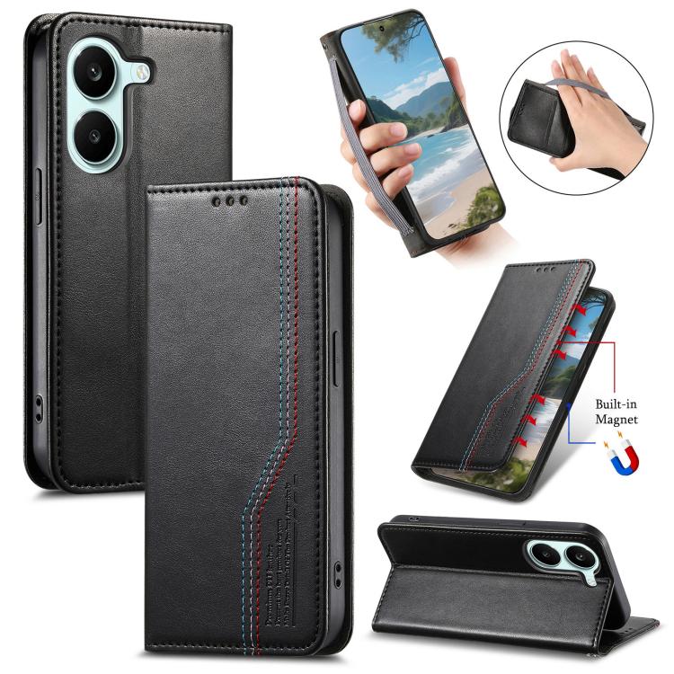 Elastic Wristband Magnetic Suction Leather Phone Case, For Xiaomi Poco X8 Pro Max 5G, For Xiaomi Poco X8 Pro 5G, For Redmi Turbo 5 Max 5G, For Redmi Turbo 5 5G, For Xiaomi 17 Pro Max, For Xiaomi 17 Pro, For Xiaomi 17, For Xiaomi Poco M7 4G 169mm       ...