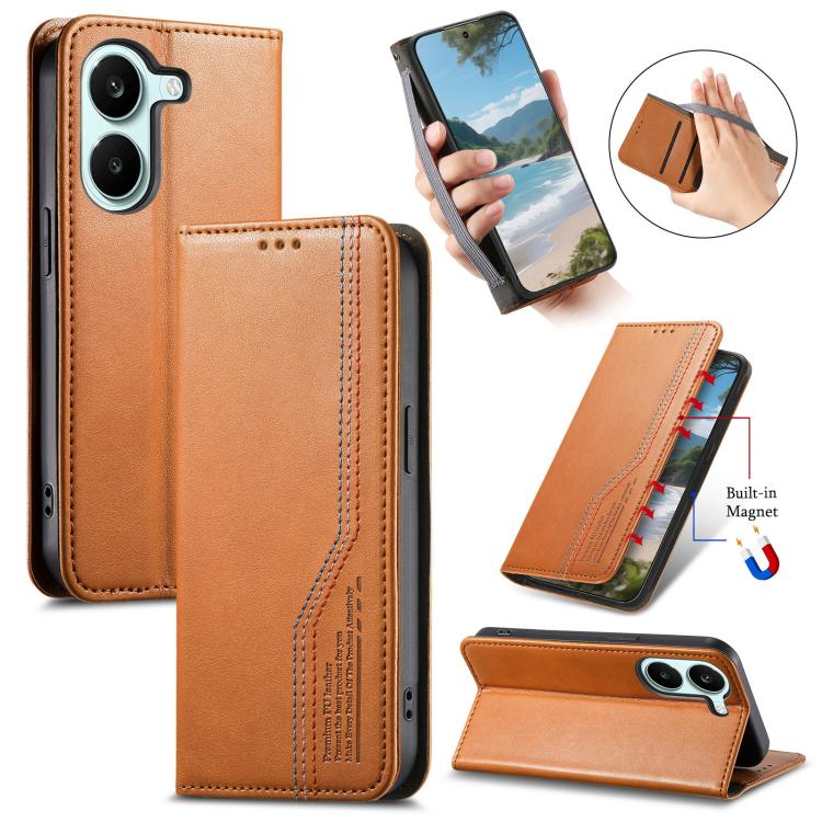Elastic Wristband Magnetic Suction Leather Phone Case, For Xiaomi Poco X8 Pro Max 5G, For Xiaomi Poco X8 Pro 5G, For Redmi Turbo 5 Max 5G, For Redmi Turbo 5 5G, For Xiaomi 17 Pro Max, For Xiaomi 17 Pro, For Xiaomi 17, For Xiaomi Poco M7 4G 169mm       ...