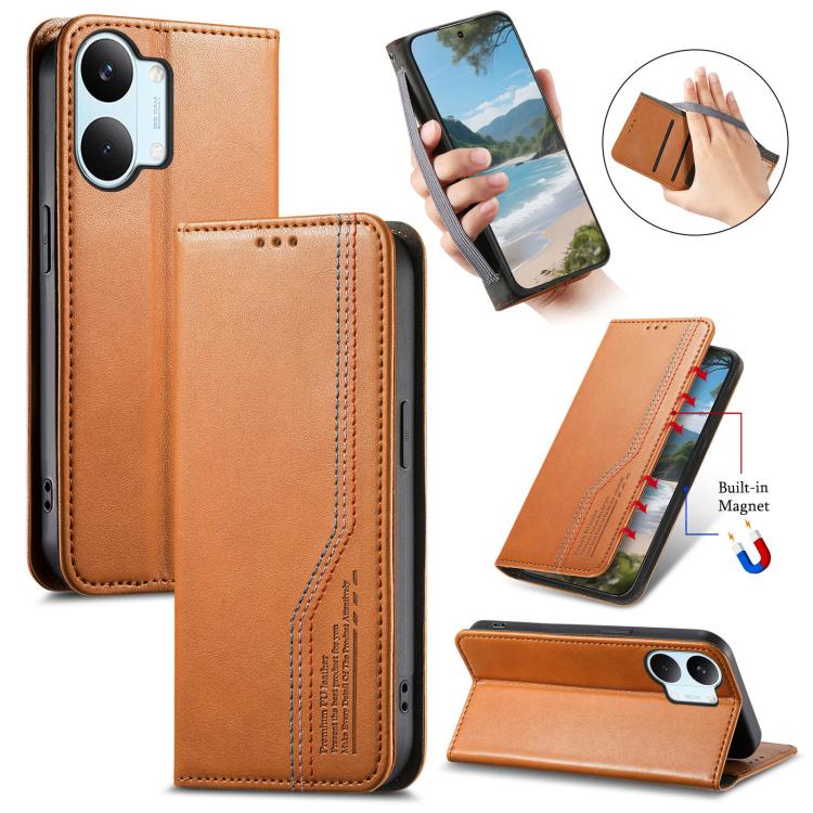 Elastic Wristband Magnetic Suction Leather Phone Case, For Xiaomi Poco X8 Pro Max 5G, For Xiaomi Poco X8 Pro 5G, For Redmi Turbo 5 Max 5G, For Redmi Turbo 5 5G, For Xiaomi 17 Pro Max, For Xiaomi 17 Pro, For Xiaomi 17, For Xiaomi Poco M7 4G 169mm       ...