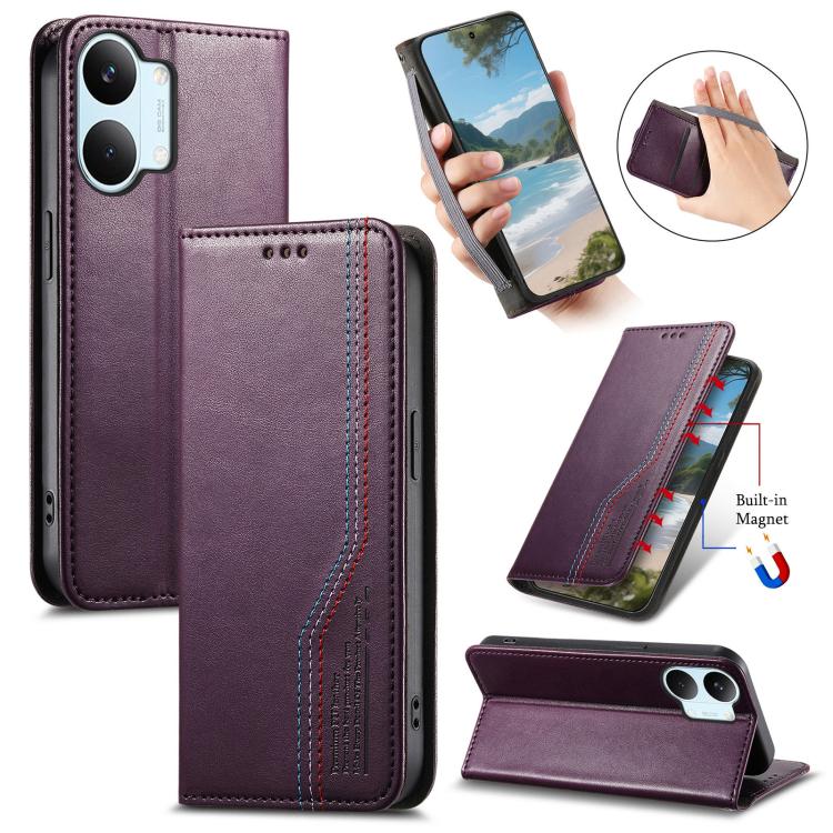 Elastic Wristband Magnetic Suction Leather Phone Case, For Xiaomi Poco X8 Pro Max 5G, For Xiaomi Poco X8 Pro 5G, For Redmi Turbo 5 Max 5G, For Redmi Turbo 5 5G, For Xiaomi 17 Pro Max, For Xiaomi 17 Pro, For Xiaomi 17, For Xiaomi Poco M7 4G 169mm       ...