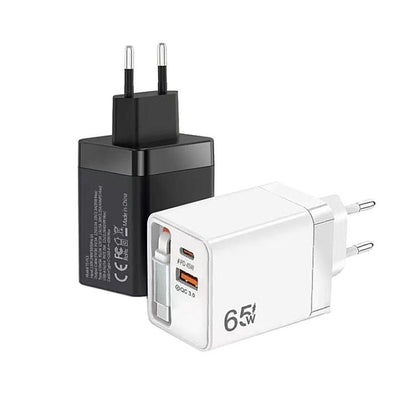 FC1 3-in-1 70cm Retractable Type-C Cable, PD3.0, QC3.0 USB Phone Charger, EU Plug, EU Plug