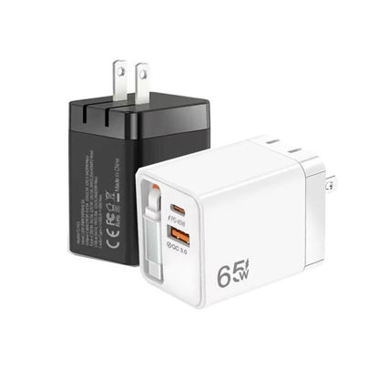 FC1 3-in-1 70cm Retractable Type-C Cable, PD3.0, QC3.0 USB Phone Charger, US Plug, US Plug