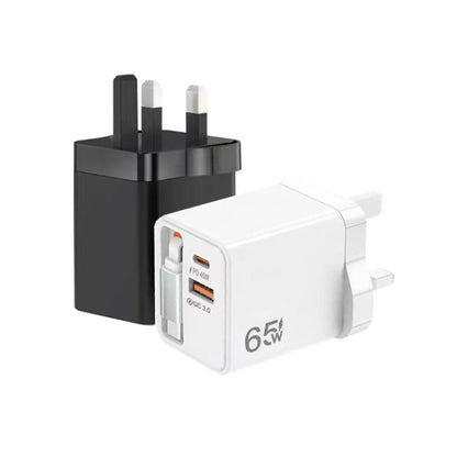 FC1 3-in-1 70cm Retractable Type-C Cable, PD3.0, QC3.0 USB Phone Charger, UK Plug, UK Plug