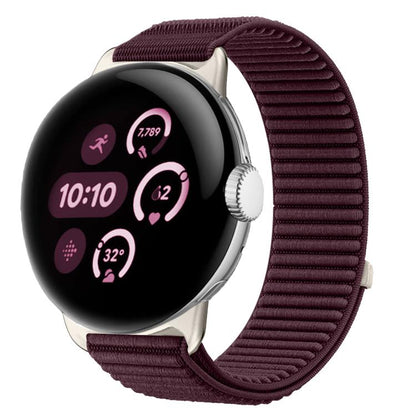 Woven Nylon Hook And Loop Fastener Metal Interface Watch Band, For Google Pixel Watch 4 / Watch 3 45mm, For Google Pixel Watch 4 / 3 / 2 / 1 41mm