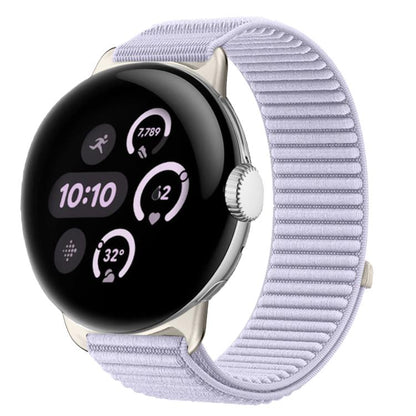 Woven Nylon Hook And Loop Fastener Metal Interface Watch Band, For Google Pixel Watch 4 / Watch 3 45mm, For Google Pixel Watch 4 / 3 / 2 / 1 41mm