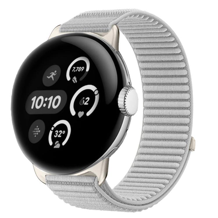 Woven Nylon Hook And Loop Fastener Metal Interface Watch Band, For Google Pixel Watch 4 / Watch 3 45mm, For Google Pixel Watch 4 / 3 / 2 / 1 41mm