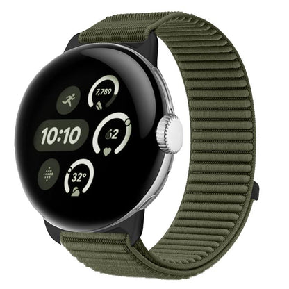 Woven Nylon Hook And Loop Fastener Metal Interface Watch Band, For Google Pixel Watch 4 / Watch 3 45mm, For Google Pixel Watch 4 / 3 / 2 / 1 41mm