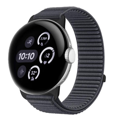 Woven Nylon Hook And Loop Fastener Metal Interface Watch Band, For Google Pixel Watch 4 / Watch 3 45mm, For Google Pixel Watch 4 / 3 / 2 / 1 41mm