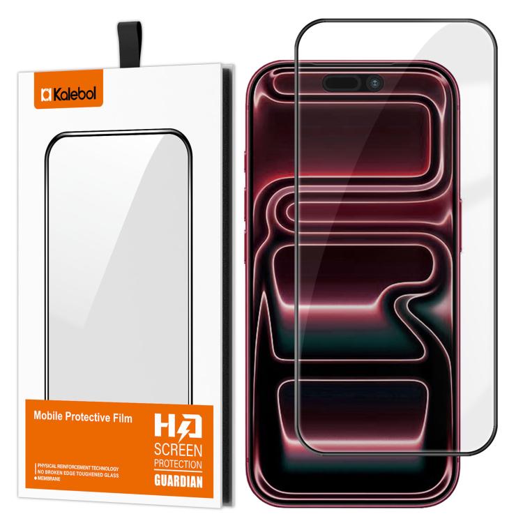 Kalebol High-Aluminum Screen-Printed Full-Coverage Anti-Fingerprint Black-Bordered HD Tempered Glass Film, For iPhone 18 Pro, For iPhone 18 Pro Max, For iPhone 17 Pro Max, For iPhone 17 Pro, For iPhone 17, For iPhone Air, For iPhone 16 Pro Max         ...