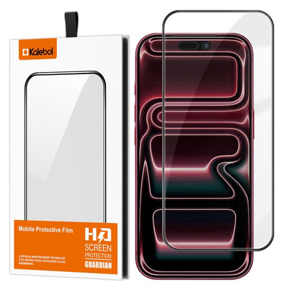 Kalebol High-Aluminum Screen-Printed Full-Coverage Anti-Fingerprint Black-Bordered HD Tempered Glass Film, For iPhone 18 Pro, For iPhone 18 Pro Max, For iPhone 17 Pro Max, For iPhone 17 Pro, For iPhone 17, For iPhone Air, For iPhone 16 Pro Max         ...