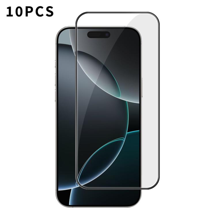 10pcs Kalebol High-Aluminum Screen-Printed Full-Coverage Anti-Fingerprint Black-Bordered HD Tempered Glass Film, For iPhone 18 Pro, For iPhone 18 Pro Max, For iPhone 17 Pro Max, For iPhone 17 Pro, For iPhone 17, For iPhone Air, For iPhone 16 Pro Max   ...