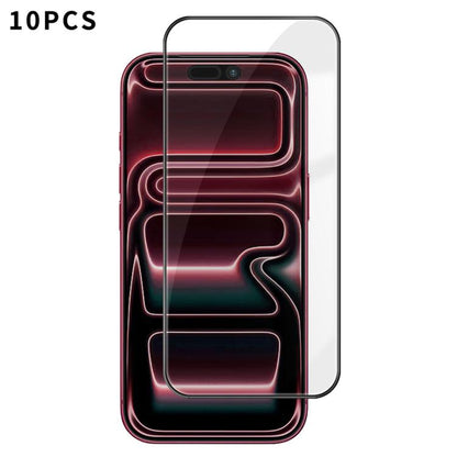 10pcs Kalebol High-Aluminum Screen-Printed Full-Coverage Anti-Fingerprint Black-Bordered HD Tempered Glass Film, For iPhone 18 Pro, For iPhone 18 Pro Max, For iPhone 17 Pro Max, For iPhone 17 Pro, For iPhone 17, For iPhone Air, For iPhone 16 Pro Max   ...